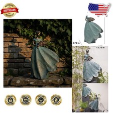 Elegant 22" Fairy Sculpture, Art Deco Leaf Angel, Handmade Resin Outdoor Decor