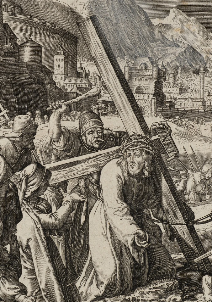 HOGENBERG (*1608) nach GOLTZIUS (*1558), Kreuztragung Christi,  1598, KSt. - Bild 3 von 4