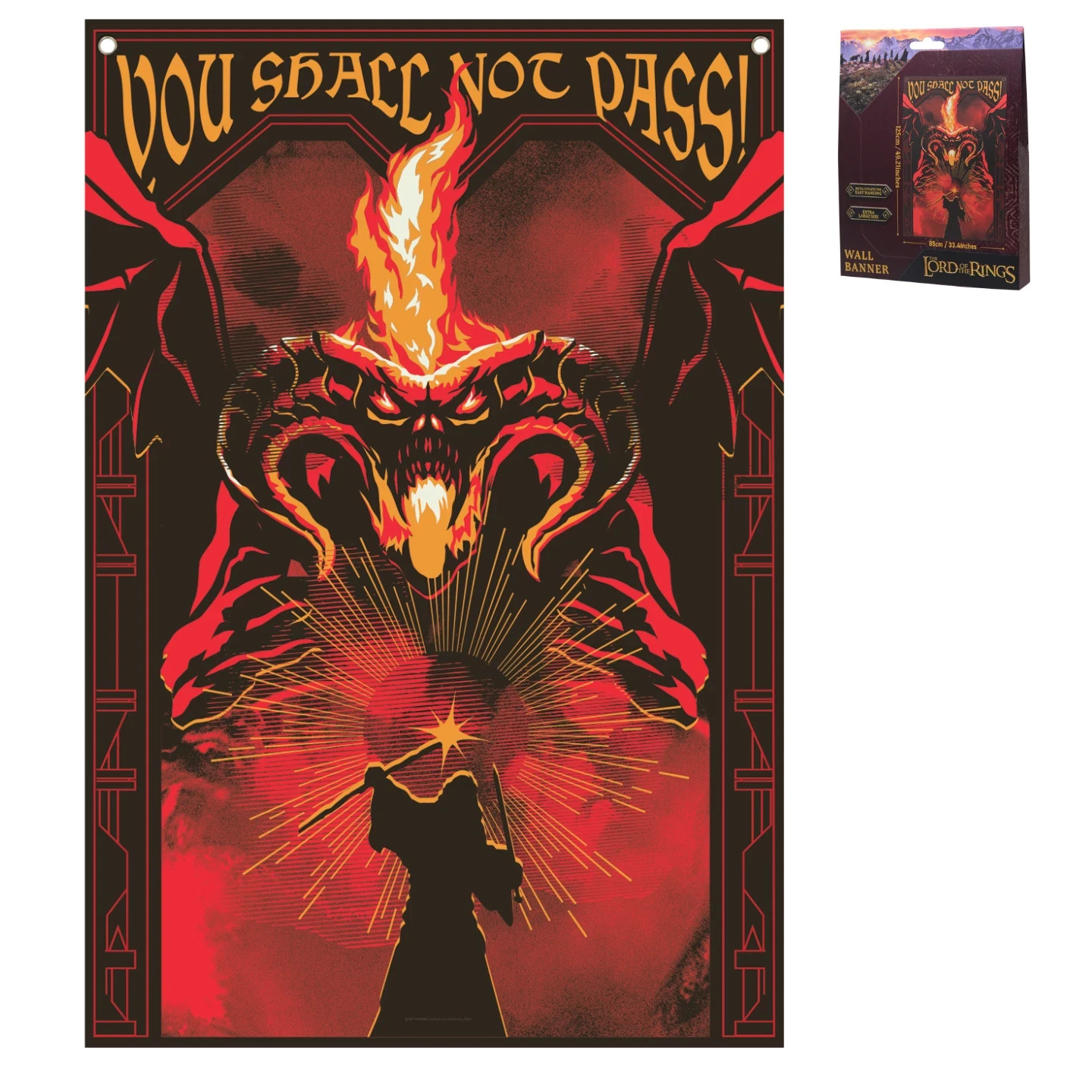 Lord of the Rings Official Gandalf vs Balrog Decorative Wall Banner – 125 x 85cm