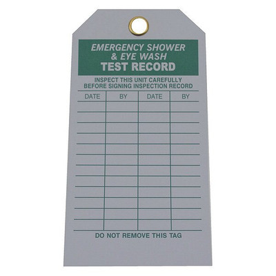 Zoro Select 8Nc19 Emer Sh & Eye Wash Test Rcd Tag,Pk100