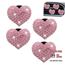 4PCS Bling Heart Air Vent Clips, Car Air Fresheners Vents Clips, Crystal pink