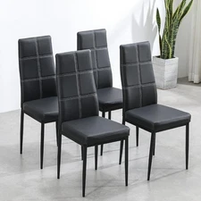 Ktaxon DESK-80 Set of 4 PU Leather Dining Side Chairs with Padded Seat, Black