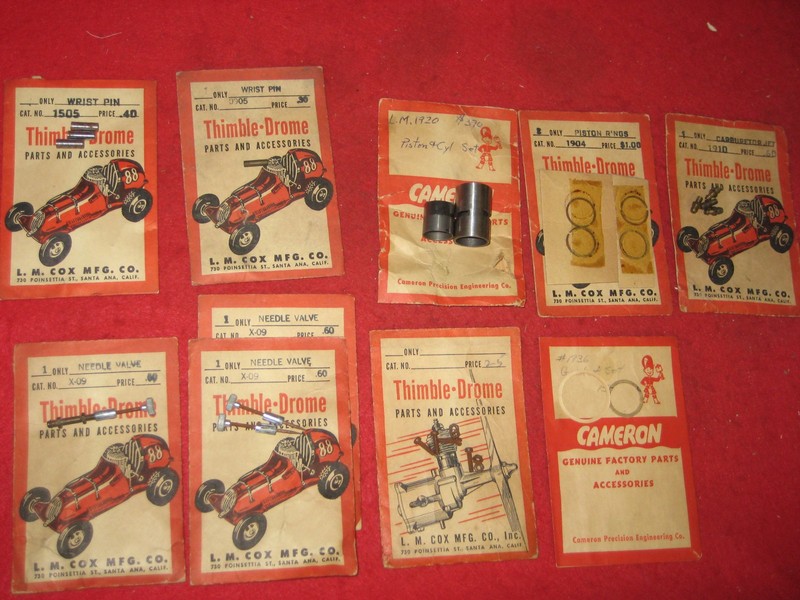 LOT VINTAGE THIMBLE-DROME CAMERON 09 15 19 PARTS GLOW MODEL TETHER CAR ENGINE
