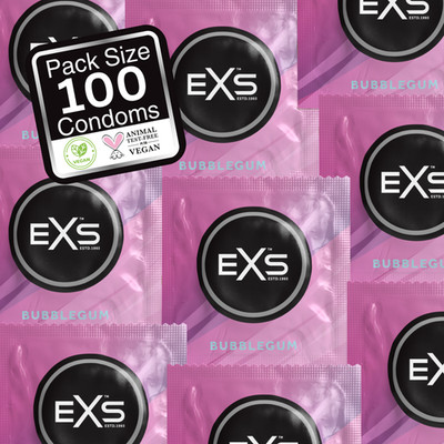 Kondome 100 stück Condome EXS Bubblegum  54 mm Transparent beschichtet gummis