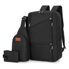 Black Business Laptop Waterproof Backpack Set Travel College School Bag