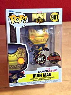 Marvel Midnight Suns 981 Iron Man Bobble Head Special Edition Glow CHASE Funko