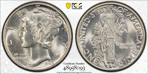 1945 Mercury Dime 10c - PCGS MS64 - +Better+ BANDS For 1945 P - Great Example!