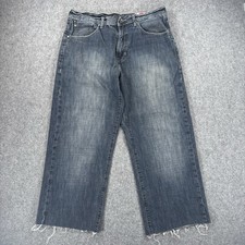 Vintage Ecko Unltd Baggy Fit Jeans Mens 36 Dark Wash Raw Hem Y2K Streetwear