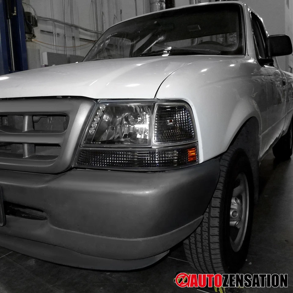 Fit 1998 1999 2000 Ford Ranger Black LED Strip Headlights+Corner Signal Lamps Foto 4 de 4