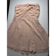 Express Blush Pink Strapless Criss Cross Pleated Chiffon Cocktail Mini Dress 4