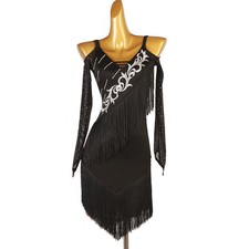 Latin Dance Dress Salsa Tango Cha cha Ballroom Rhinestone Competition Dress SZ