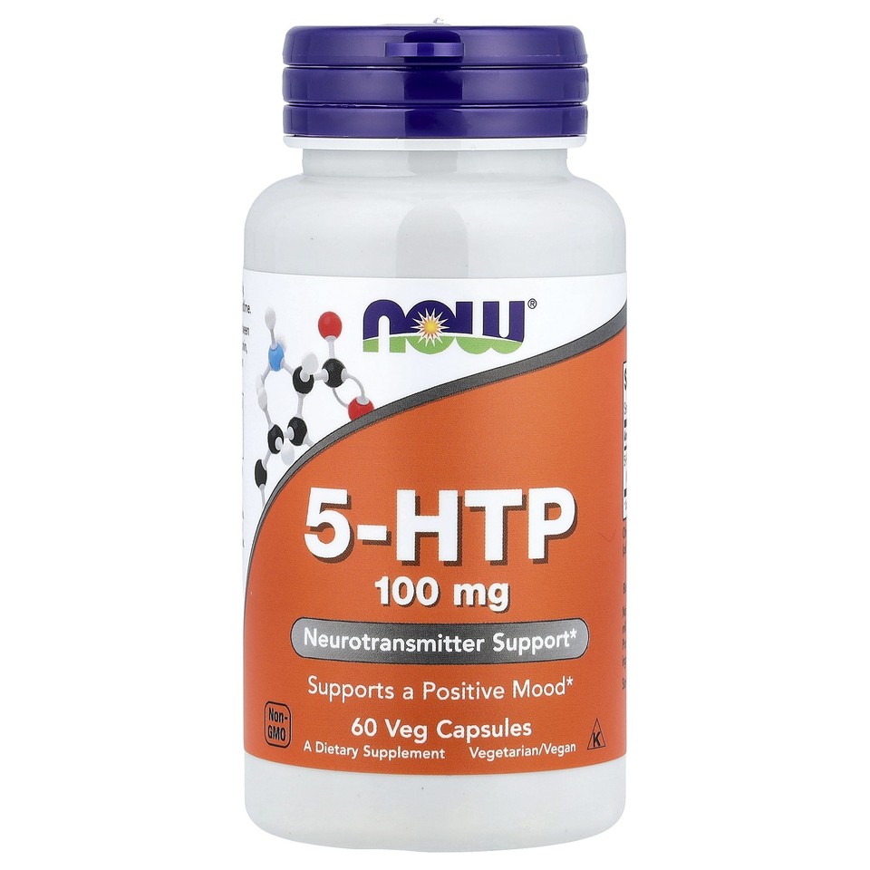 Now Foods 5-HTP 100 mg 60 Veg Capsules GMP Quality Assured, Kosher, Vegan,