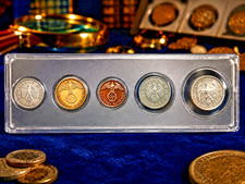 Rare WW2 German Coins Set with Secure Display Case Historical WW2 Artifacts