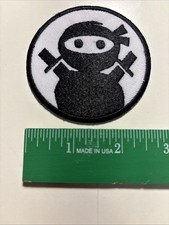 Black And White Ninja Embroidered Iron On Patch