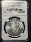 1891-CC Top-100 VAM-3 Spitting Eagle Morgan Dollar NGC MS-63,l