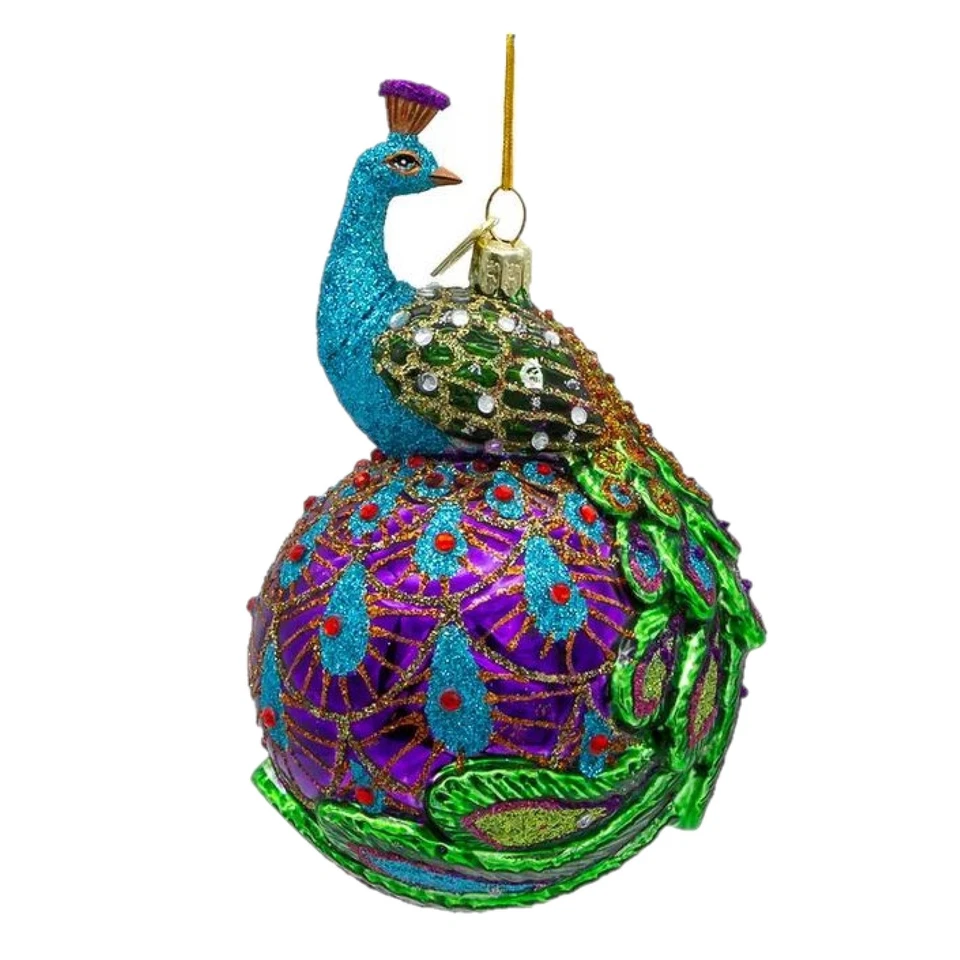 Kurt Adler Noble Gems Glass Ornament for Christmas Tree, Peacock - Image 3 of 4