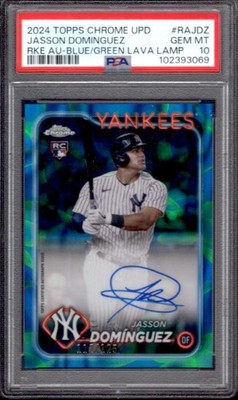 JASSON DOMINGUEZ 2024 Topps Chrome PSA 10 Blue Green RC Autograph 