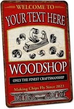 Tin Metal Sign Woodworking Custom Garage Workshop Gifts For Him 8x12