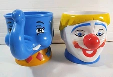 Set of 2 Vintage Ringling Bros. & Barnum Bailey Souvenir Mugs Clown & Romeo 🐘
