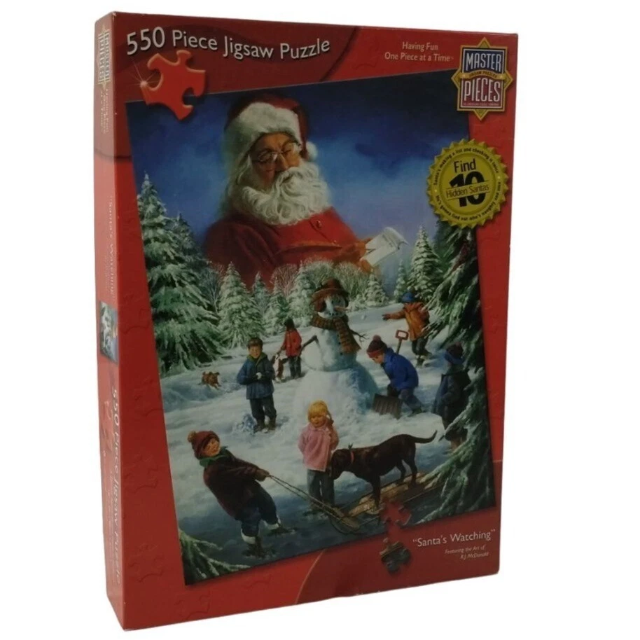 Rompecabezas MasterPieces Santas Watching 550 piezas 100% completo Navidad Foto 2 de 4