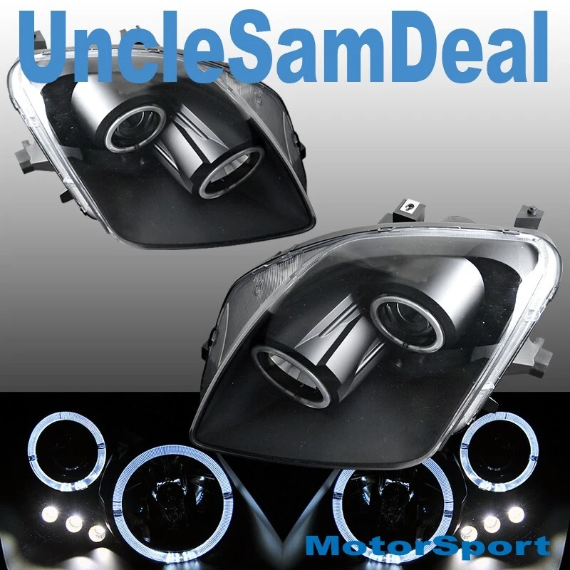 PARA 97-01 HONDA PRELUDE LLANTAS DOBLE HALO NEGRO TRANSPARENTE PROYECTOR FAROS PAR Foto 2 de 2
