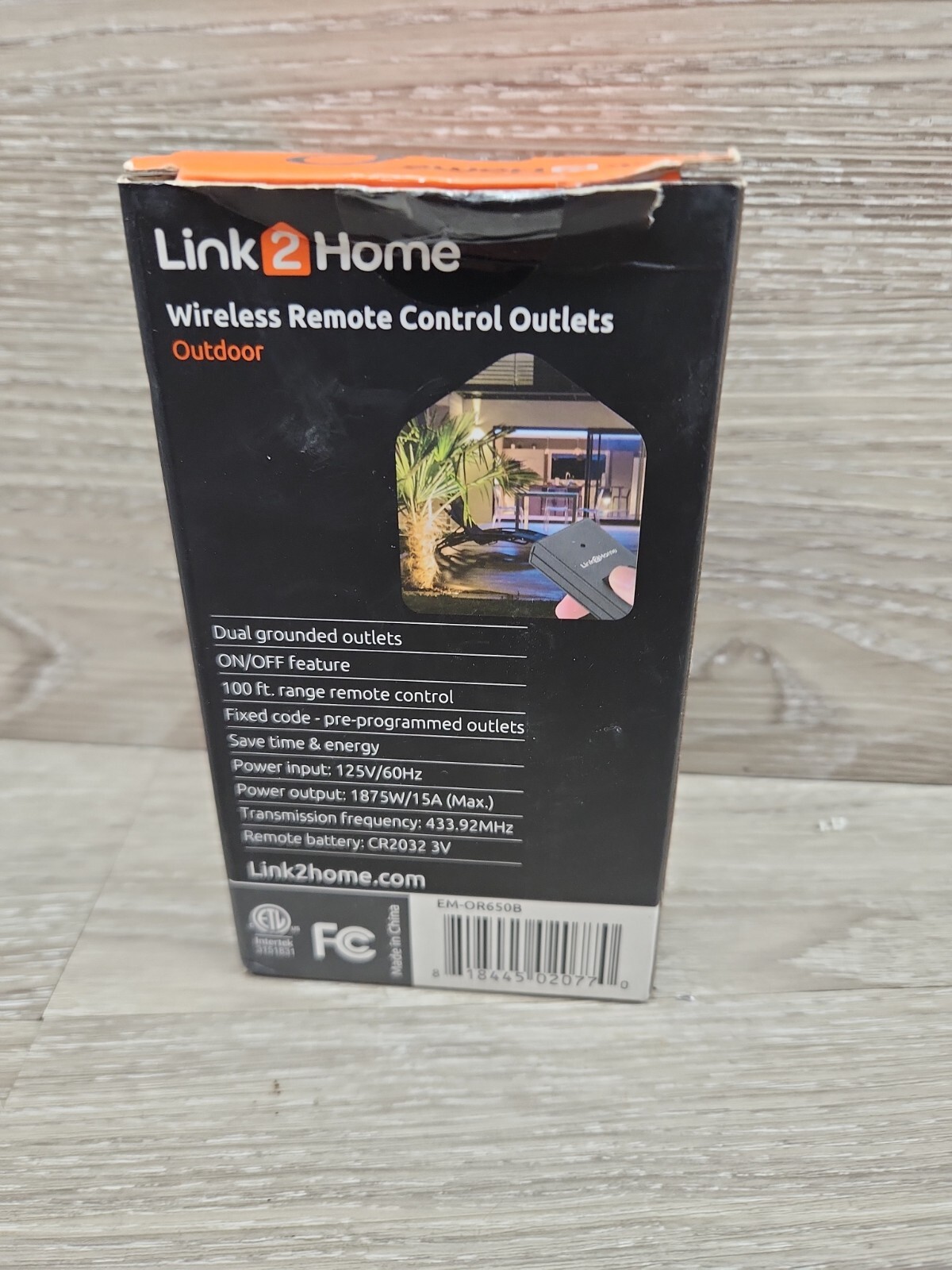 Link2Home 15 Amp Wireless Outdoor Remote Control Outlet Switch - 1 RCV, Black