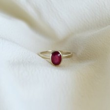 1.10 Ct Ruby Engagement Bezel Ring 925 Solid Sterling Silver
