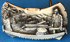 Vintage 1981 Logger Woodsman Lumberjack Tree Faller Belt Buckle Made in USA