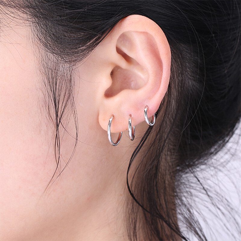 1-Pair Men Women Stainless Steel Clip On Non-Piercing Fake Spring Hoop Earrings