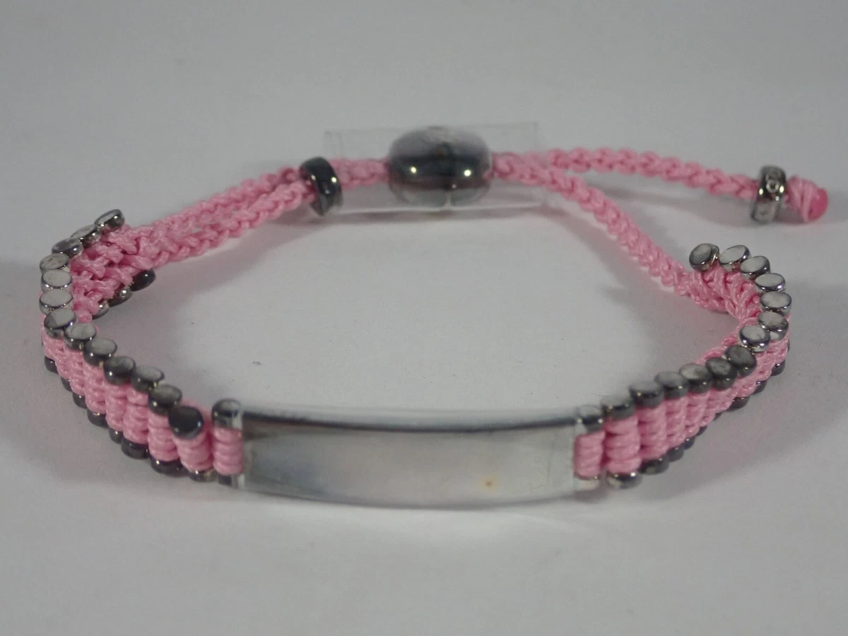 LINKS OF LONDON STERLING SILVER w PINK CORD BABY GIRL FRIENDSHIP ID BRACELET