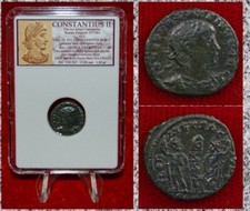 Ancient Roman Empire Coin CONSTANTIUS II Two Roman Soldiers "Glory of The Army"