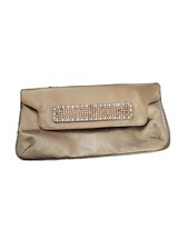 LETTY "MADE IN USA" GOLD COLOR STUDDED EVENING CLUTCH WITH CHAIN STRAP
