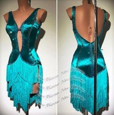 L2100 women Competition samba Latin/Rhythm Rumba dress UK 10 US 8 green