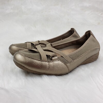 EARTH Spirit Gold Slip On Casual Flats Womens Size 7.5 | eBay