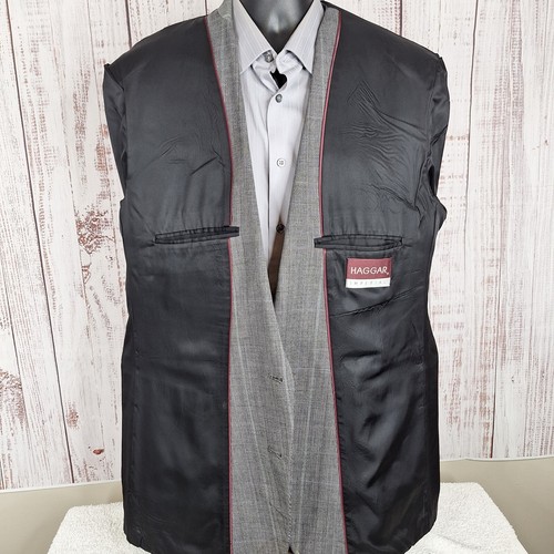 Haggar Jacket Blazer Mens 46L Gray Multicolor Plaid - Picture 9 of 11