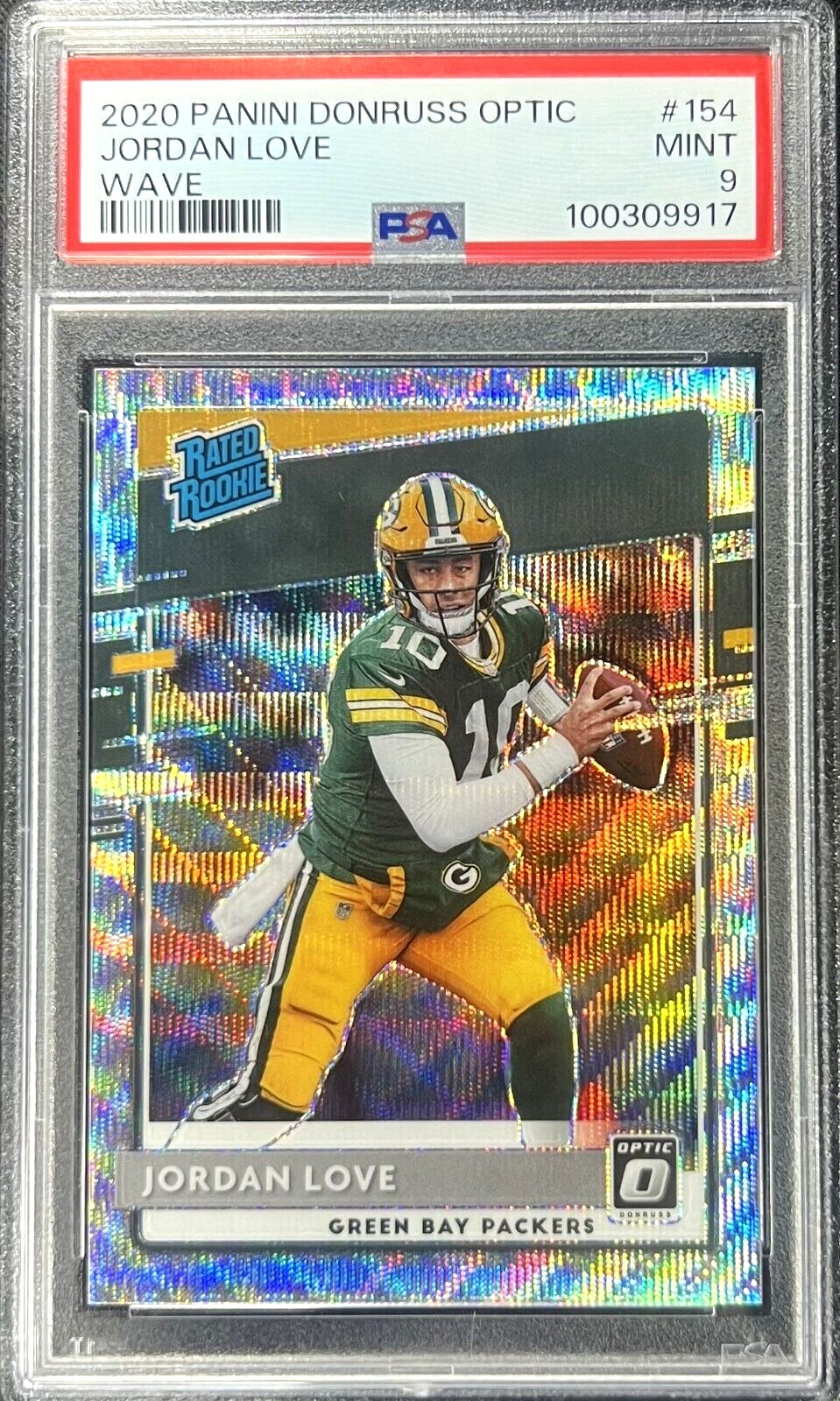 2020 Panini Donruss Optic Jordan Love Wave Rookie /199 PSA 9 Mint #154 Packers