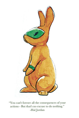 Hal Jordan Green Lantern Bunny Watercolor 4x6 Print Postcard