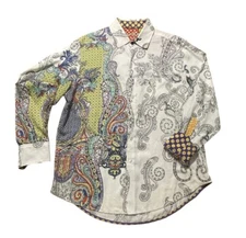 Robert Graham Marky Mark Shirt Mens Large White Limited Edition Embroidered