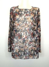 18) Manou Lenz Plissee Chiffon Bluse Mille Fleur Top Shirt Neu 34 38 40 42 44 