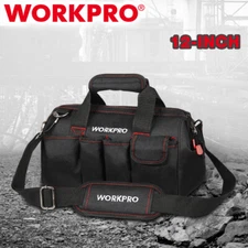 Workpro 12-inch Close Top Wide Mouth Storage Tool Bag 500D Polyester Fabric Bags