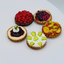 5 pieces Miniature Fruit Tart, Fake Pie, Miniature Fruit Cake, Fake Food clay