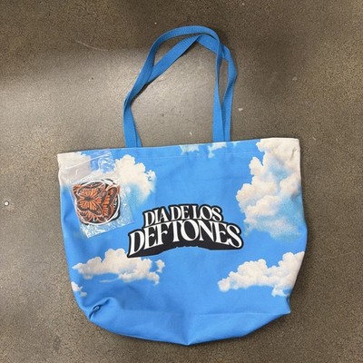 Dia de Los Deftones Blue Sky Cloud Customizable Zip Tote Bag w/ Patches Official