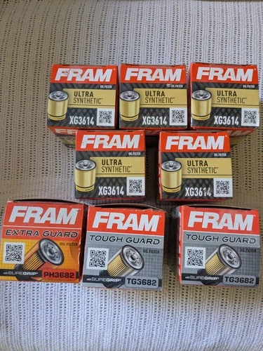 Lot of 8 New Fram Oil Filters 5 XG3614- 2 TG3682- 1 Ph3682