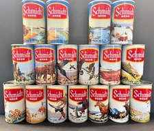 Complete Set of 17 Schmidt Wildlife 3-City 12oz S/S Pull Tab Beer Cans - Set #13