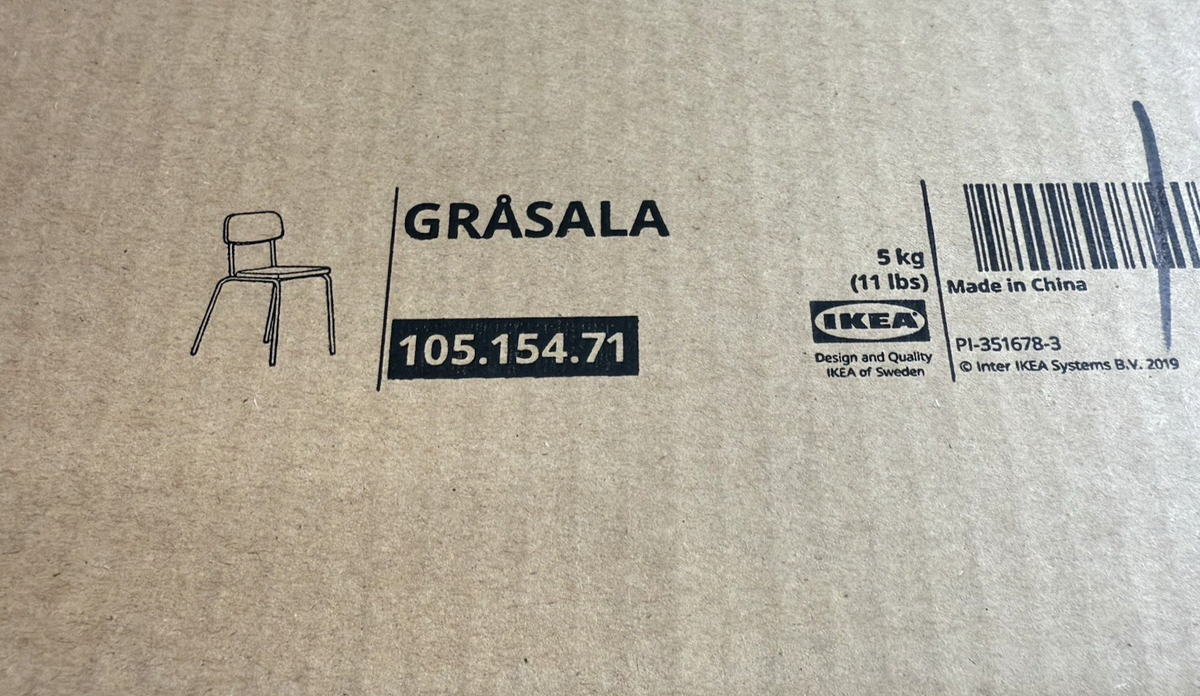 IKEA GRASALA Chair Gray , Upholstered seat , Stackable New | eBay