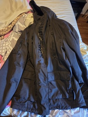 Superdry Men's Ultimate Windcheater Jacket Black Hooded Size Large Msrp 150