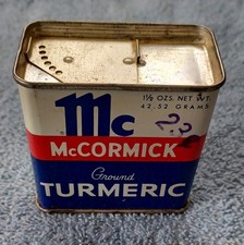 McCormick Ground Turmeric in Original 1 1/2 oz. Metal Tin - 1960s - 1970s