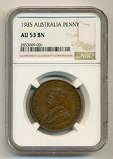 Australia George V 1935 Penny AU53 BN NGC