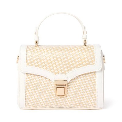 ALDO Beige/Ivory Small Satchel Top Handle Bag Detachable Strap Magnetic