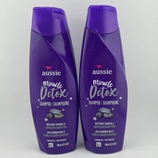 (2) AUSSIE MIRACLE DETOX Shampoo Australian White Charcoal Kakadu Plum 12.1oz